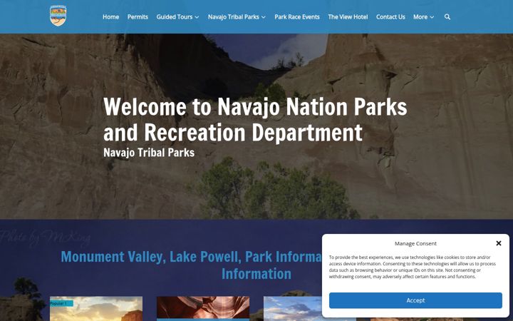 Screenshot of navajonationparks.org