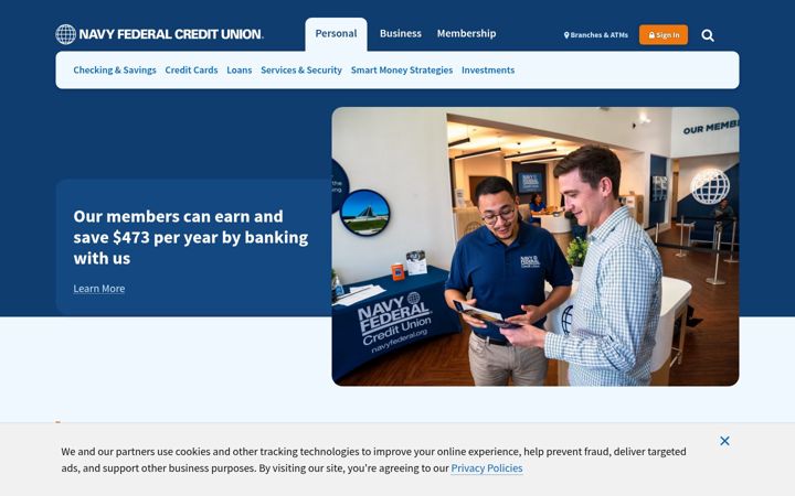 Captură de ecran a navyfederal.org