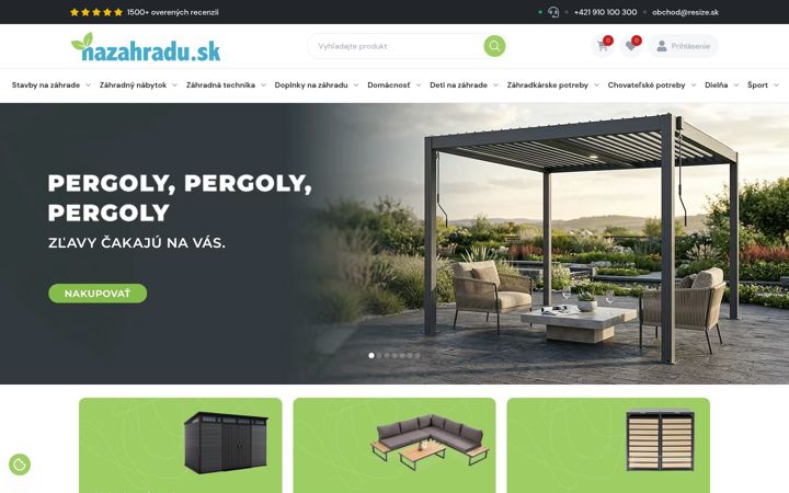 Kuvakaappaus sivustosta nazahradu.sk