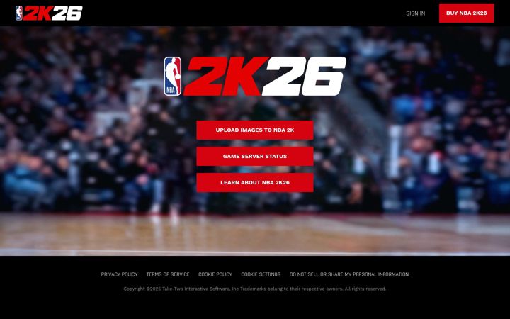 Screenshot of nba2k.com