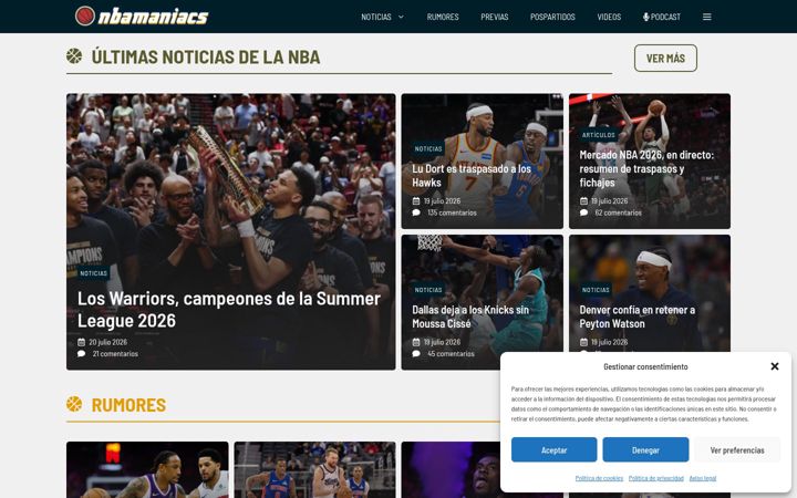 Screenshot of nbamaniacs.com
