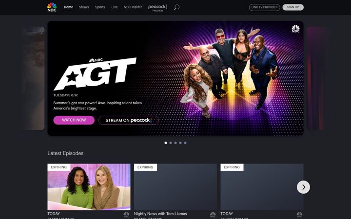 Screenshot of nbc.com