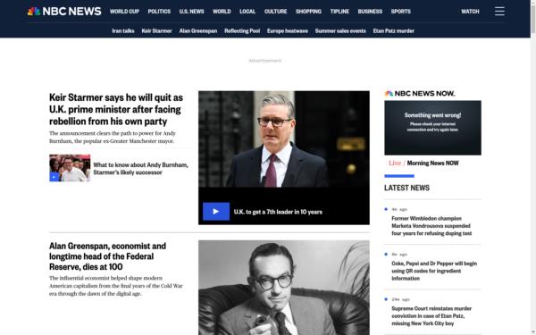 Screenshot of nbcnews.com