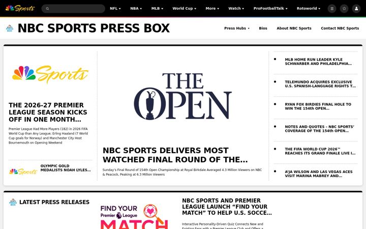 Skjámynd af nbcsportsgrouppressbox.com