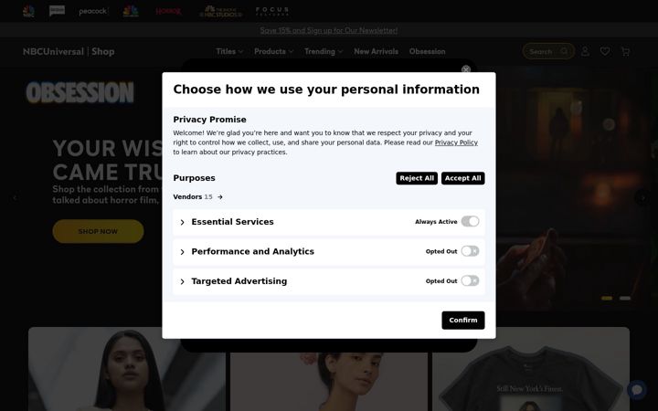 Screenshot von nbcstore.com