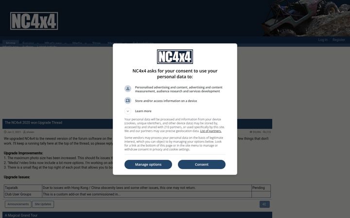 Screenshot of nc4x4.com