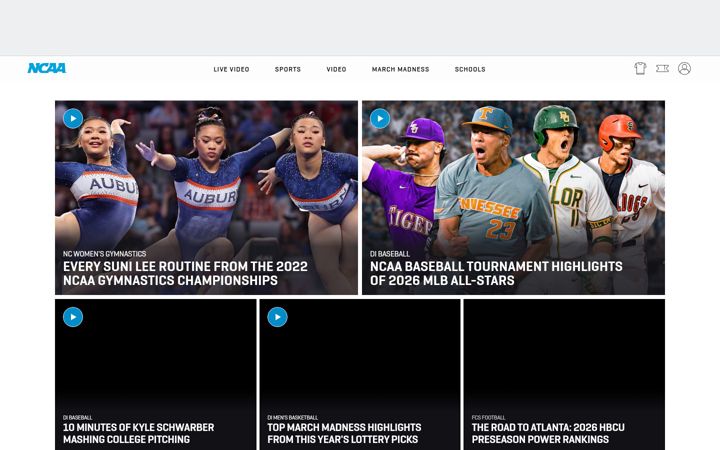Captură de ecran a ncaa.com