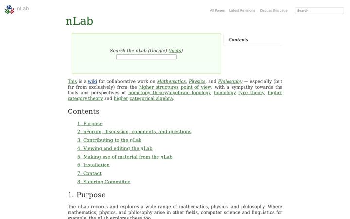 Screenshot of ncatlab.org