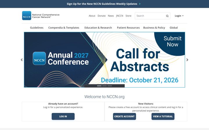 Screenshot von nccn.org