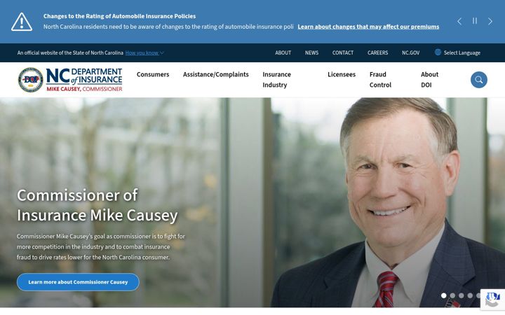 Screenshot of ncdoi.gov