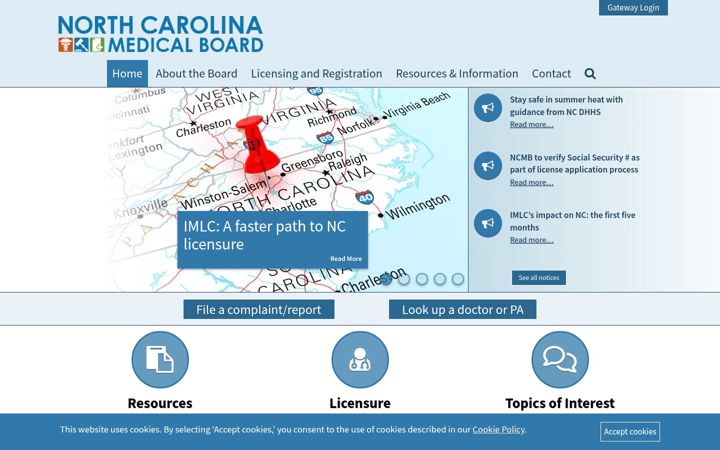 Screenshot of ncmedboard.org