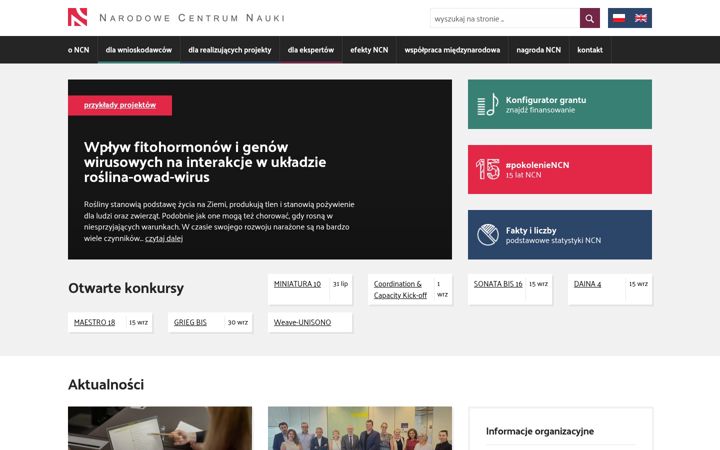 Screenshot of ncn.gov.pl