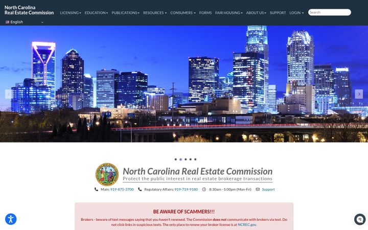 Screenshot of ncrec.gov