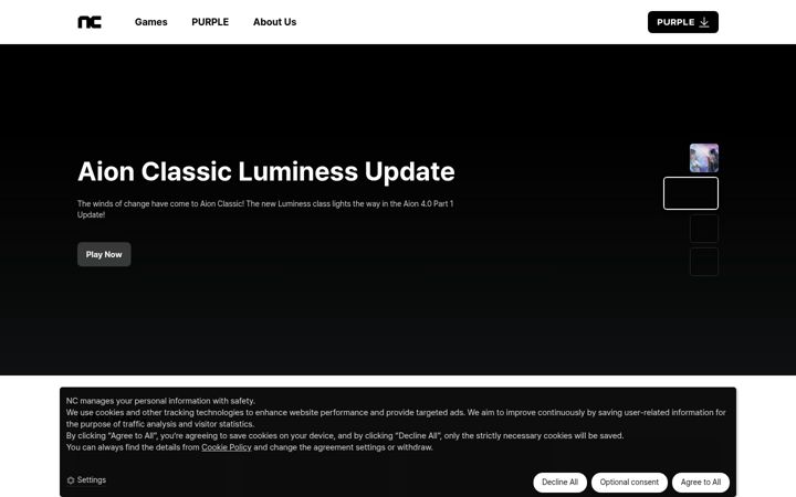 Captura de ecrã de ncsoft.com