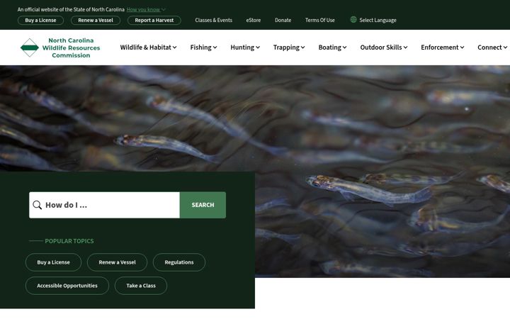 Screenshot of ncwildlife.gov