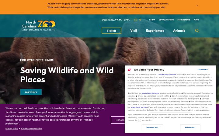 Screenshot of nczoo.org
