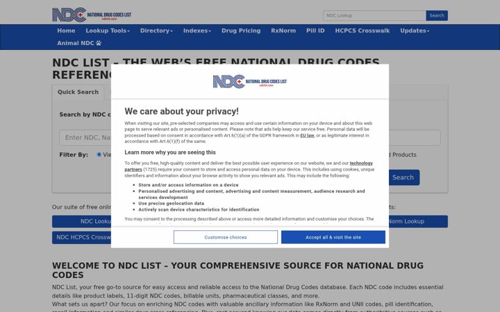 Screenshot of ndclist.com