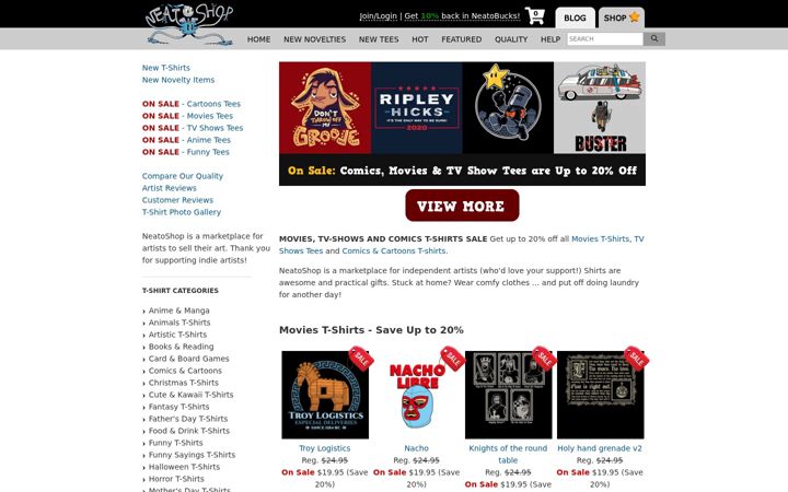 Screenshot of neatoshop.com