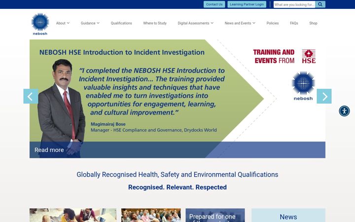 Snímek obrazovky nebosh.org.uk