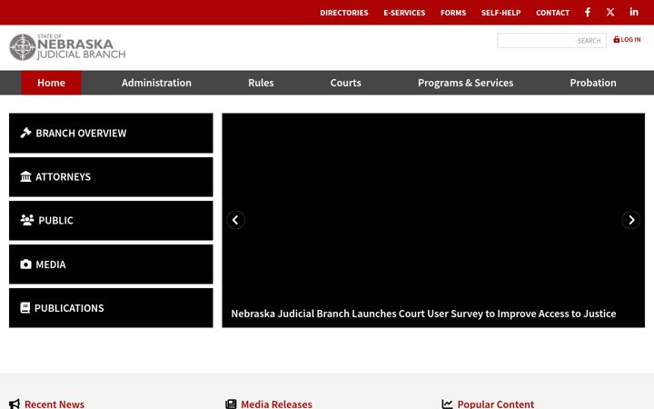 Screenshot of nebraskajudicial.gov
