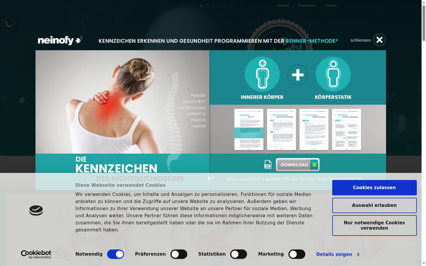 Screenshot des Einwilligungsbanners vor jeglicher Interaktion