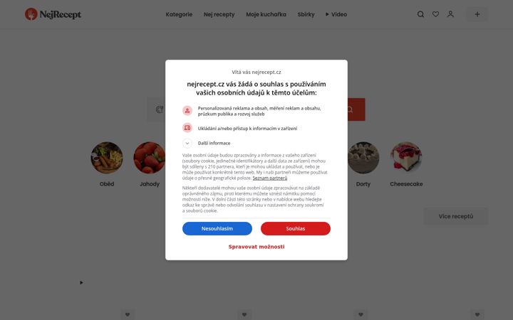 Screenshot ta' nejrecept.cz