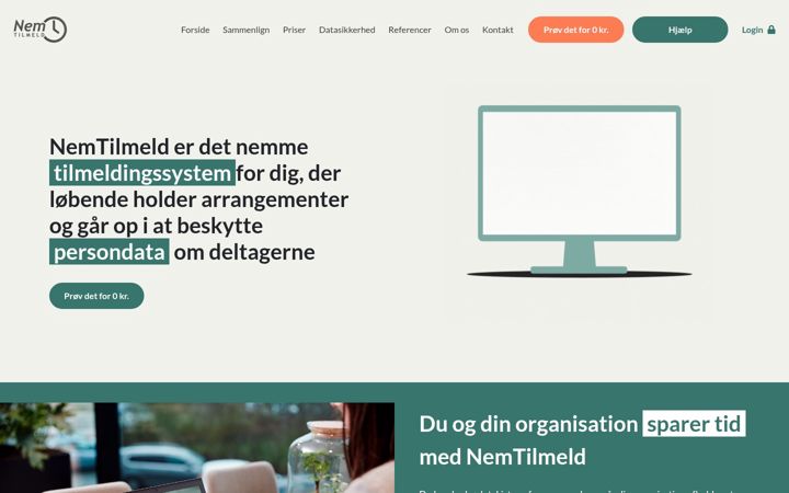 Screenshot of nemtilmeld.dk