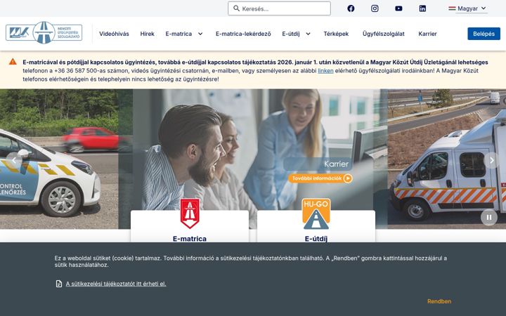 Screenshot of nemzetiutdij.hu