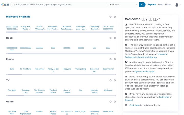 Screenshot of neodb.social