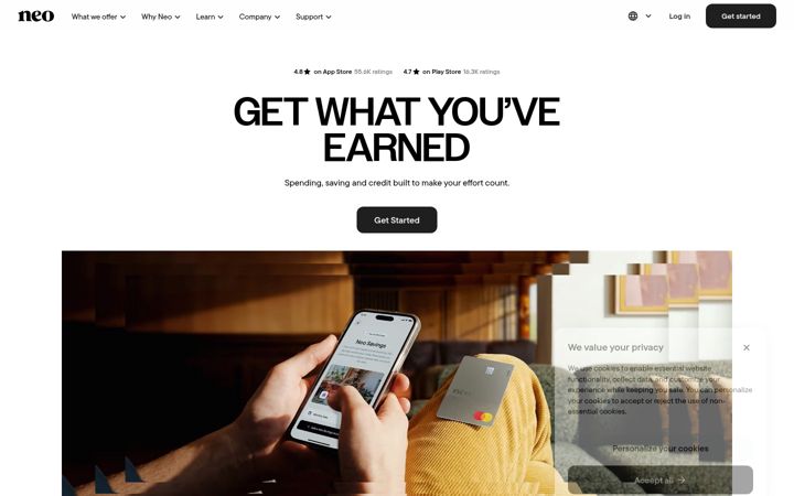 Screenshot of neofinancial.com
