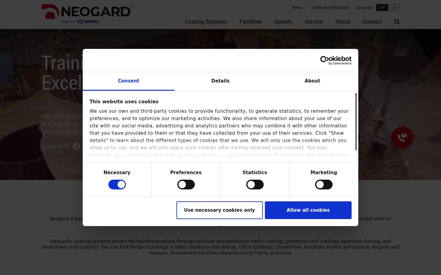 Screenshot of the consent banner shown before any interaction