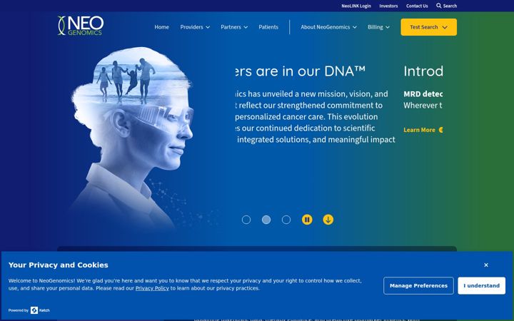Ekrānuzņēmums no neogenomics.com