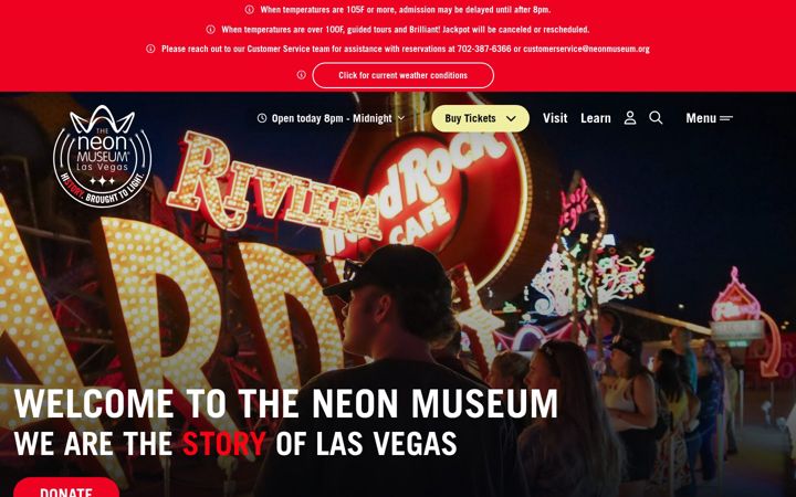 Screenshot of neonmuseum.org