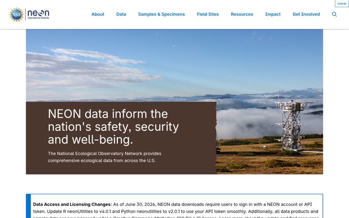 Screenshot of neonscience.org