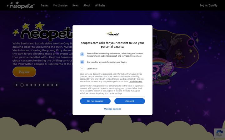 Skärmbild av neopets.com