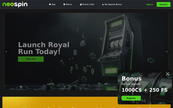 Screenshot of neospincasino.io