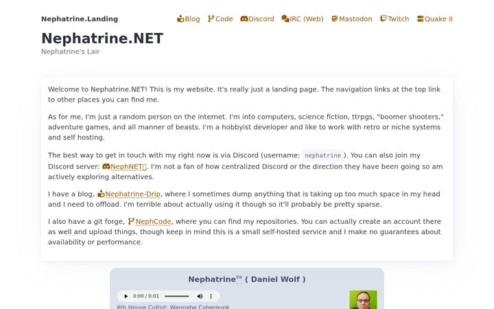 Screenshot of nephatrine.net