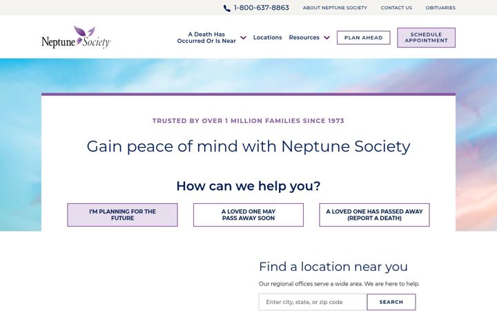 Screenshot of neptunesociety.com
