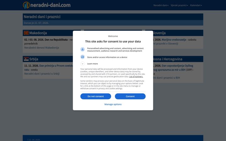 Screenshot of neradni-dani.com
