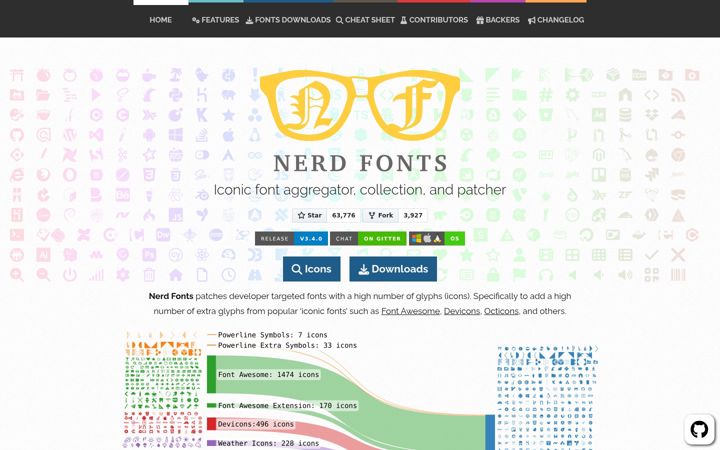 Screenshot of nerdfonts.com
