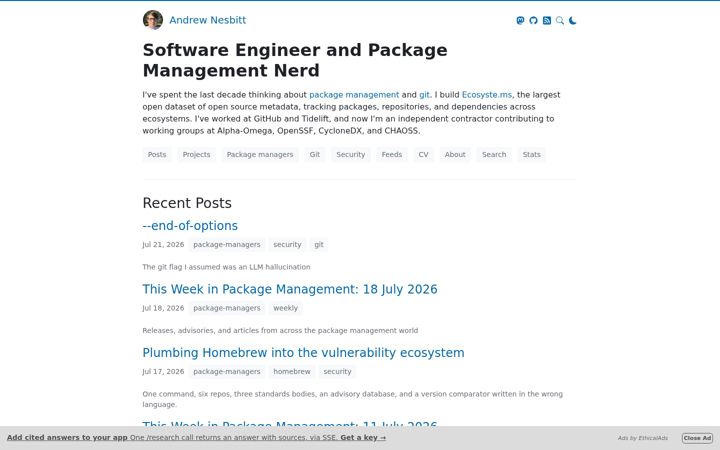 Screenshot of nesbitt.io