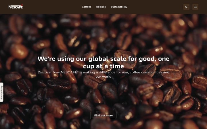 Skjámynd af nescafe.com