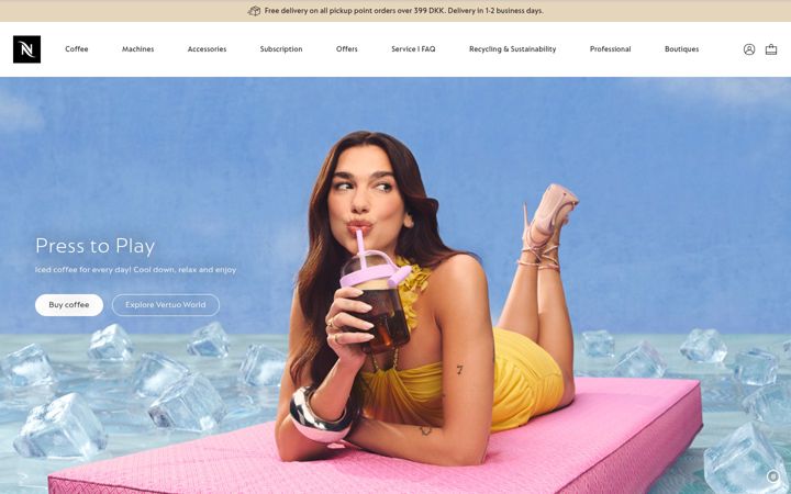 Skærmbillede af nespresso.com