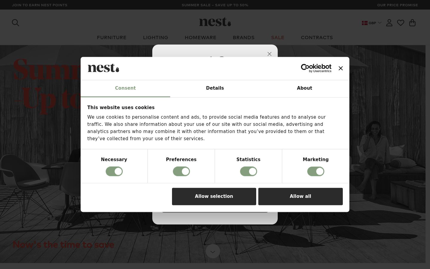 Screenshot of the consent banner shown before any interaction