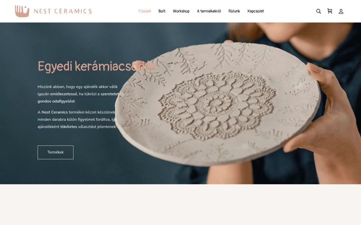 Captura de ecrã de nestceramics.hu