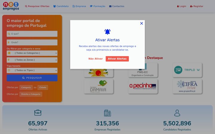 Ekraanipilt saidist net-empregos.com