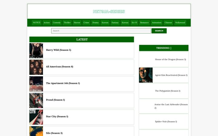 Screenshot of net9jaseries.com