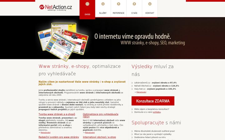 Screenshot stránky netaction.cz