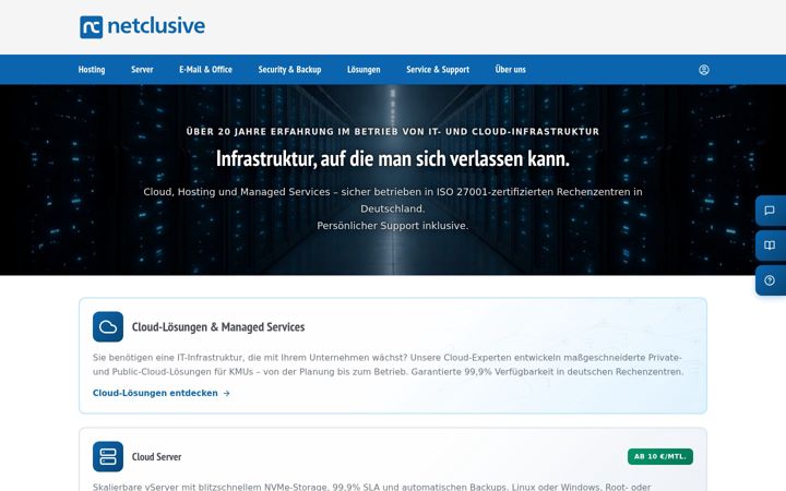 Screenshot ta' netclusive.de