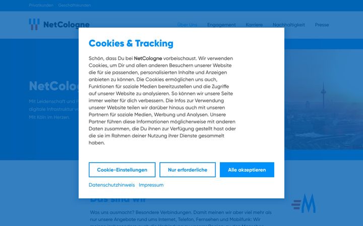 Screenshot stránky netcologne-unternehmen.de